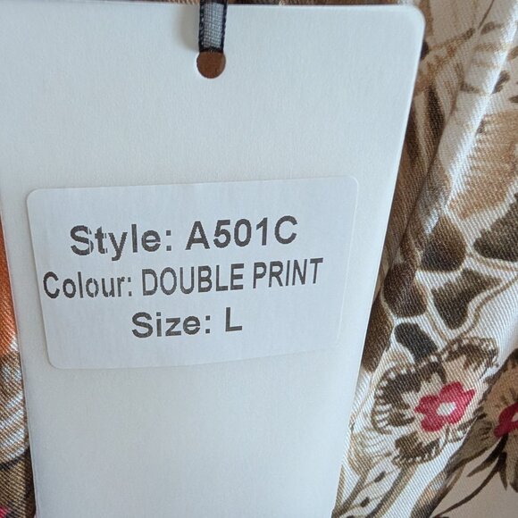 NWT LINE@MODA Made in Italy Floral Abstract Double Print Maxi Skirt Large Boho - Picture 11 of 12